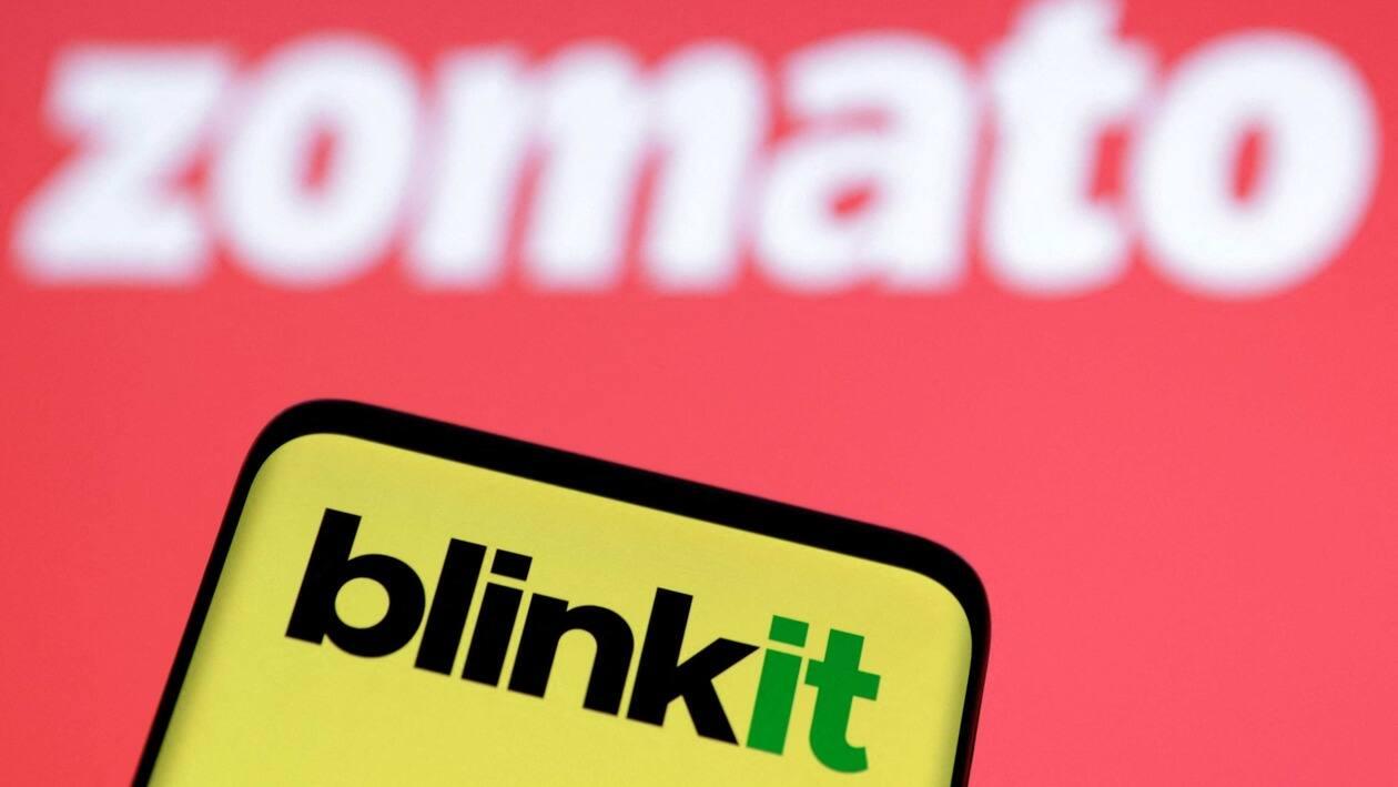 Blinkit and Zomato logos are seen in this illustration taken June 27, 2022. REUTERS/Dado Ruvic/Illustration