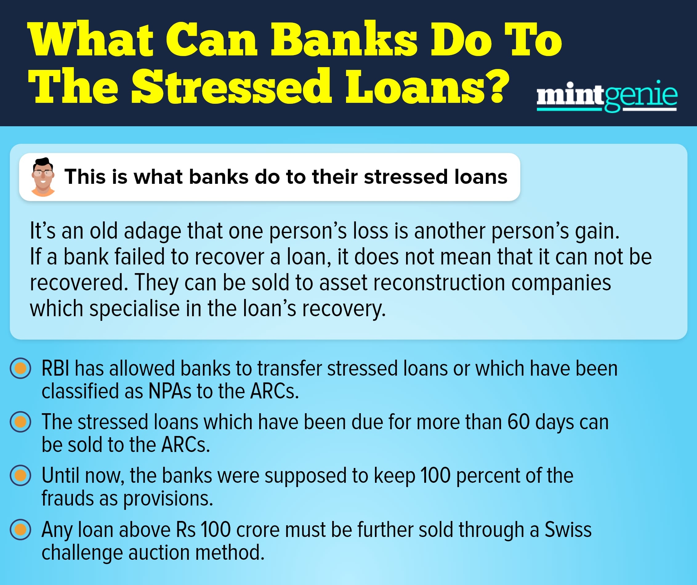 This is what banks can do to the stressed loans.&nbsp;