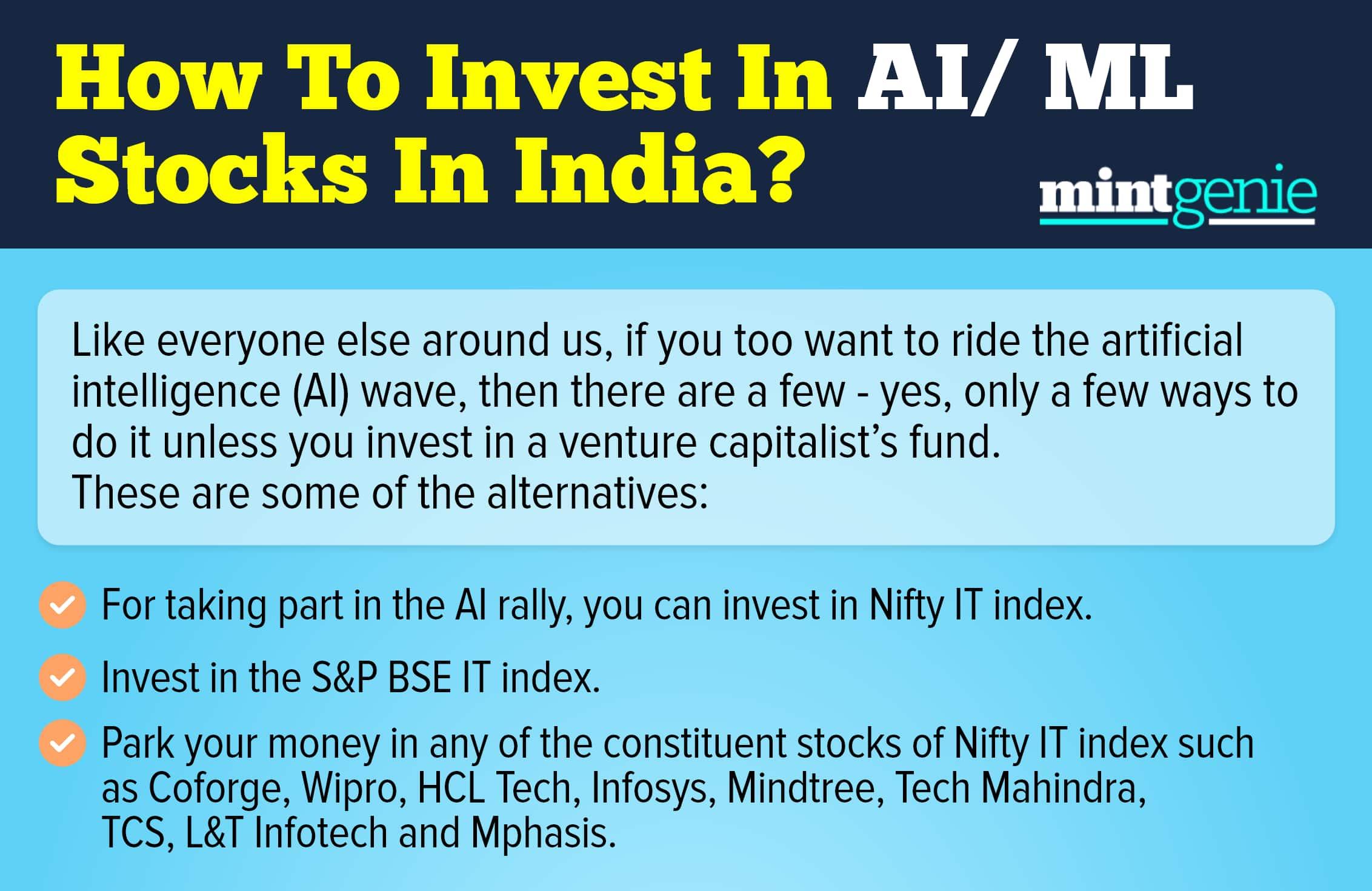 There are some ways to invest in the artificial intelligence/ machine learning rally in India.