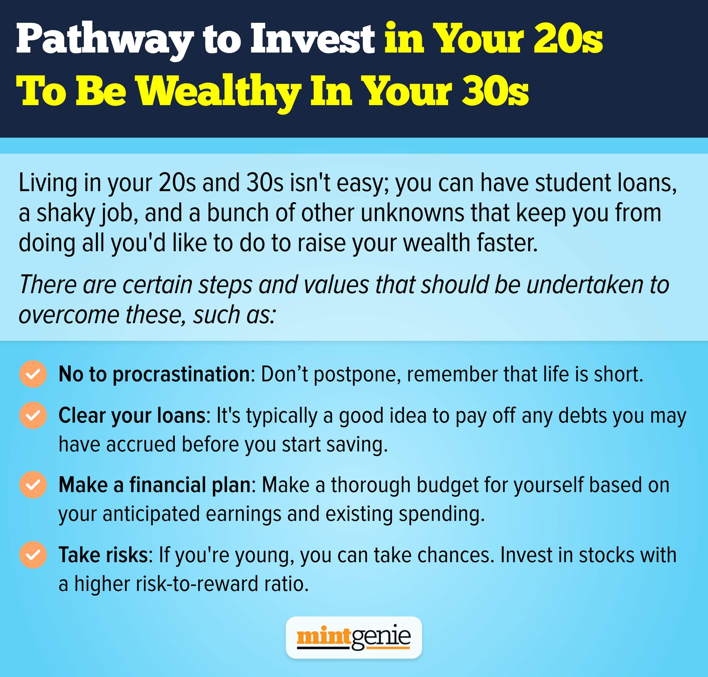 Pathway to invest in your 20s to be wealthy in your 30s