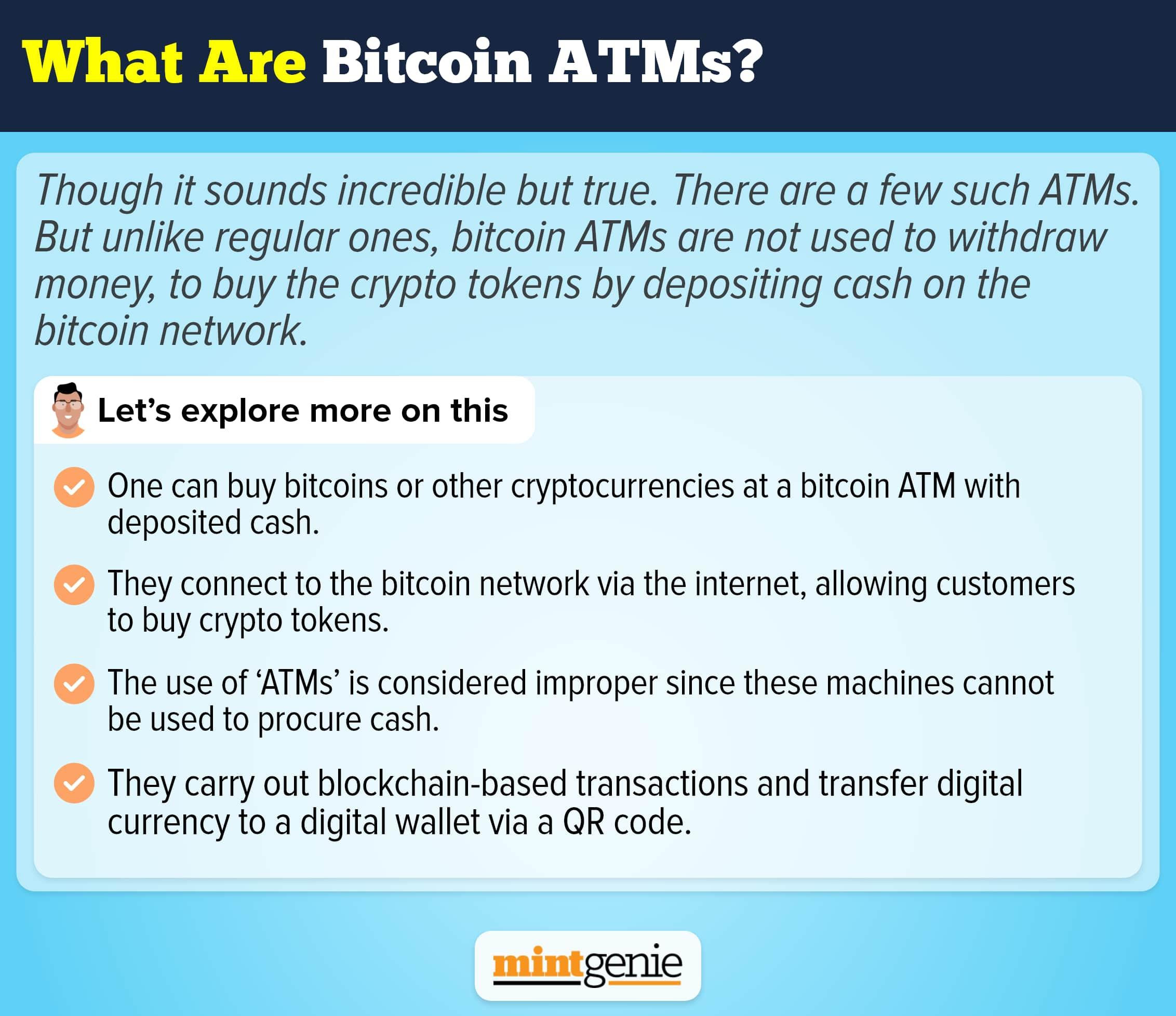 One can buy bitcoins or other cryptocurrencies at a bitcoin ATM with the deposited cash,&nbsp;
