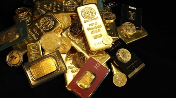 International gold prices have been rallying but may fall if the war situation between Russia and Ukraine normalises, Emkay Wealth Management said in a report.
