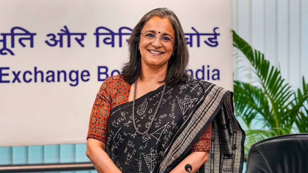 Mumbai: New Chairperson of the Securities and Exchange Board of India Madhabi Puri Buch poses for photographs after taking charge at the SEBI office, in Mumbai, Wednesday, March 2, 2022. (PTI Photo/Kunal Patil)(PTI03_02_2022_000095B)