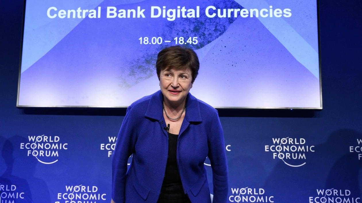 International Monetary Fund (IMF) managing director Kristalina Georgieva looks on during a session at the World Economic Forum (WEF) annual meeting in Davos on May 23, 2022. (Photo by Fabrice COFFRINI / AFP)
