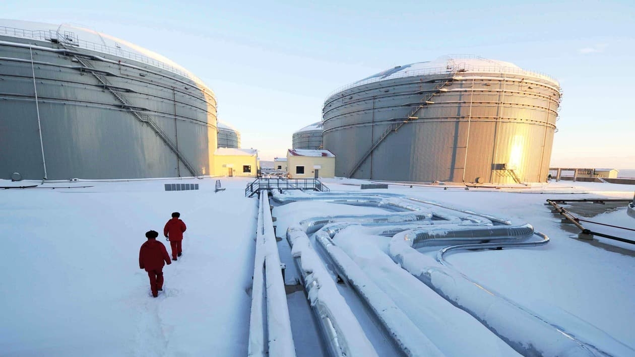 FILE - In this photo released by China's Xinhua News Agency, workers inspect the pipelines and oil storage tanks of a nearly 1, 000-kilometer (625-miles) -long China and Russia crude oil pipeline in Mohe, northeast China's Heilongjiang Province on Jan. 1, 2011. China’s support for Russia through oil and gas purchases is irking Washington and raising the risk of U.S. retaliation, foreign observers say, though they see no sign Beijing is helping Moscow evade sanctions over its war on Ukraine. (Wang Jianwei/Xinhua via AP, File)