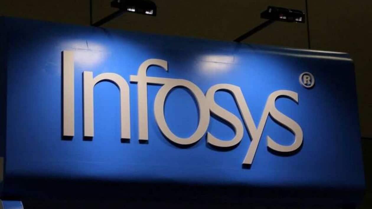 FILE PHOTO: The Infosys logo is seen at the SIBOS banking and financial conference in Toronto, Ontario, Canada October 19, 2017. Picture taken October 19, 2017. REUTERS/Chris Helgren/File Photo