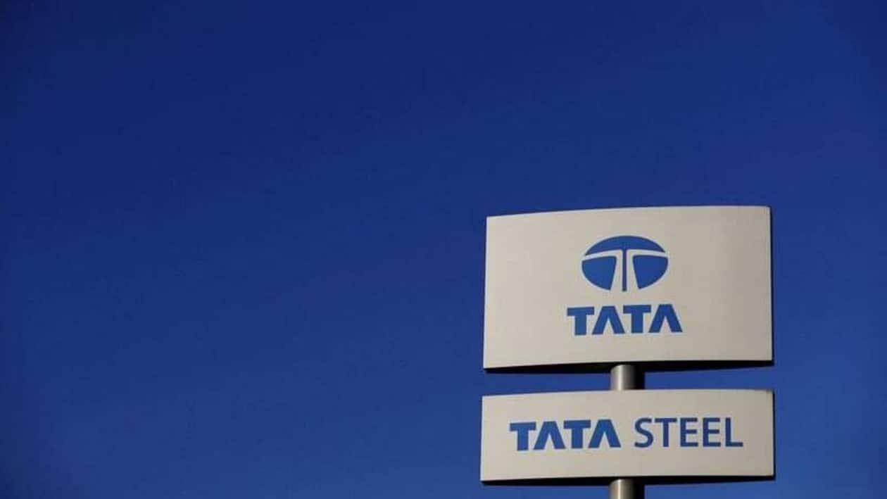 FILE PHOTO: A company logo is seen outside the Tata steelworks near Rotherham in Britain, March 30, 2016.    REUTERS/Phil Noble/File Photo
