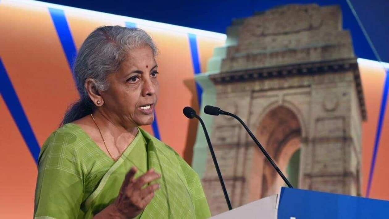 Union Finance Minister Nirmala Sitharaman addresses the India Ideas Summit organised by US-India Business Council, in New Delhi on Wednesday (ANI)