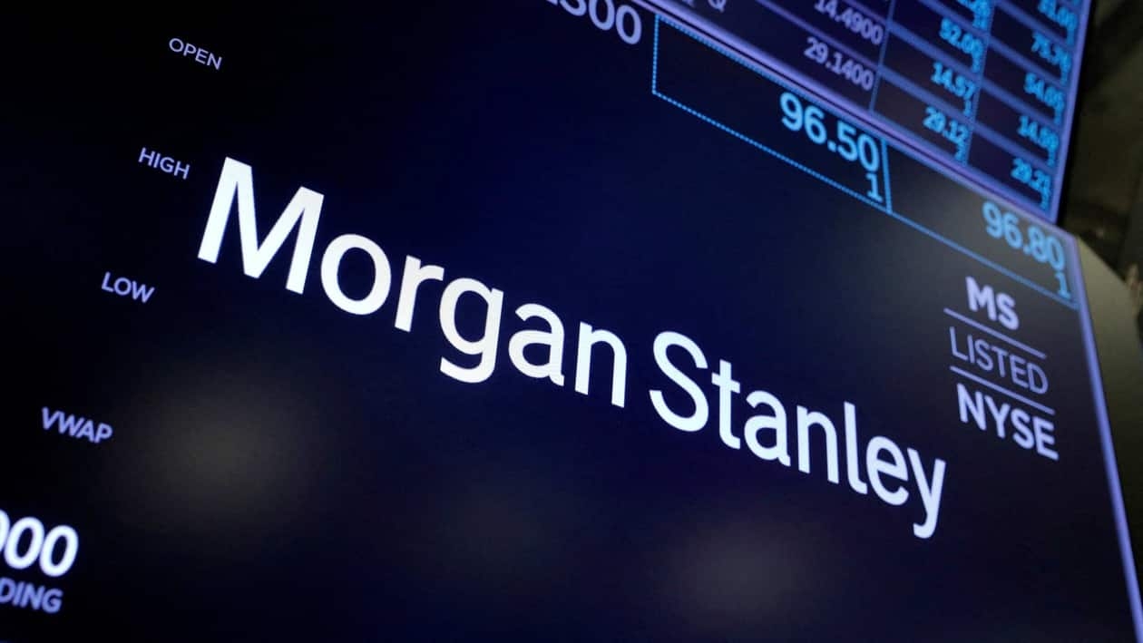 FILE PHOTO: The logo for Morgan Stanley is seen on the trading floor at the New York Stock Exchange (NYSE) in Manhattan, New York City, U.S., August 3, 2021. REUTERS/Andrew Kelly/File Photo/File Photo