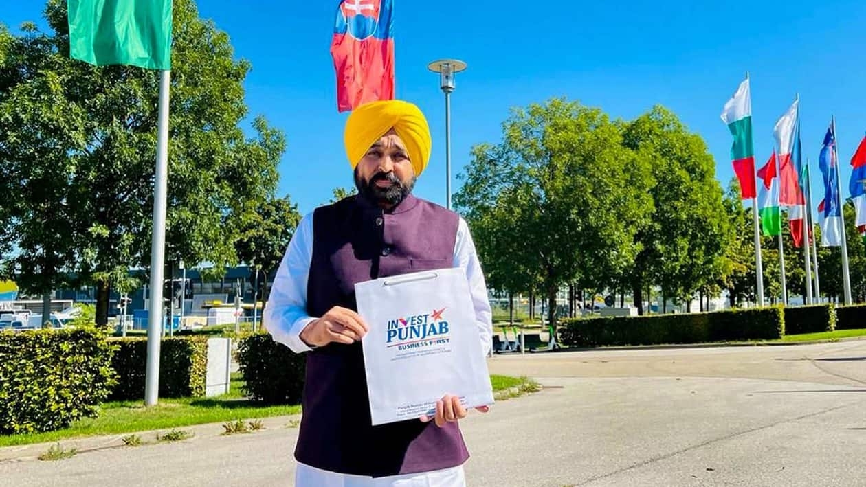 Munich: Punjab Chief Minister Bhagwant Mann during his visit to International Trade Fair in Munich, Germany, Monday, Sept. 12, 2022. (PTI Photo) (PTI09_12_2022_000275A)
