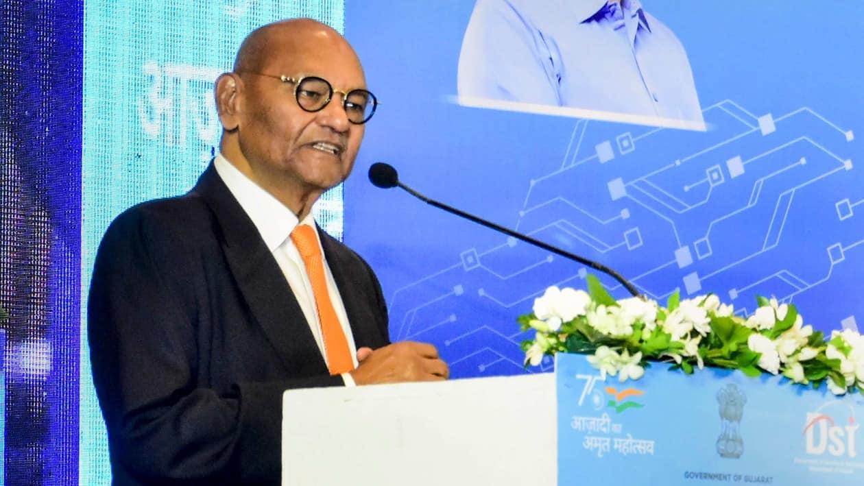Ahmedabad: Vedanta Chairman Anil Agarwal speaks during signing of MoU between the Government of Gujarat and Vedanta-Foxconn Group regarding the manufacturing semiconductor and display fab in the state, in Ahmedabad, Tuesday, Sept. 13, 2022. (PTI Photo) (PTI09_13_2022_000162A)&nbsp;