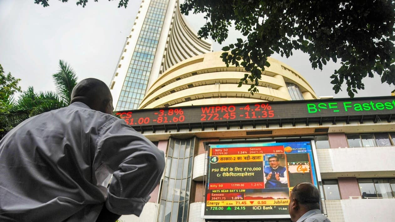 Mumbai: The stock market index on a display screen at the Bombay Stock Exchange (BSE) building in Mumbai.
