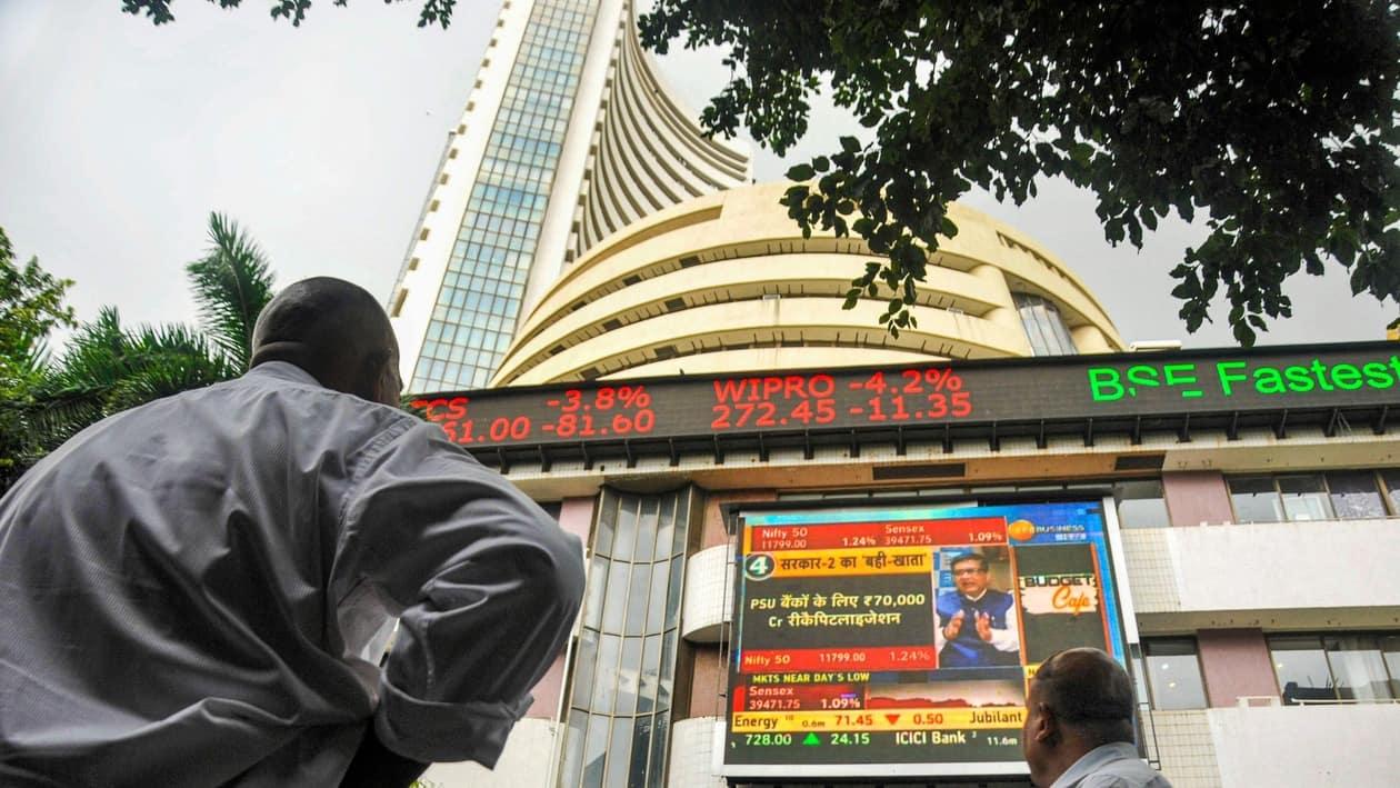 Mumbai: The stock market index on a display screen at the Bombay Stock Exchange (BSE) building in Mumbai.