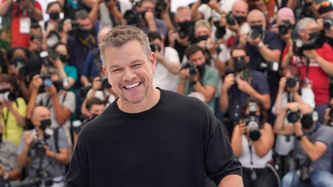 FILE - Matt Damon poses for photographers at the photo call for the film 'Stillwater' at the 74th international film festival, on July 9, 2021, Cannes, southern France. Damon turns 52 on Oct. 8. (AP Photo/Brynn Anderson, File)