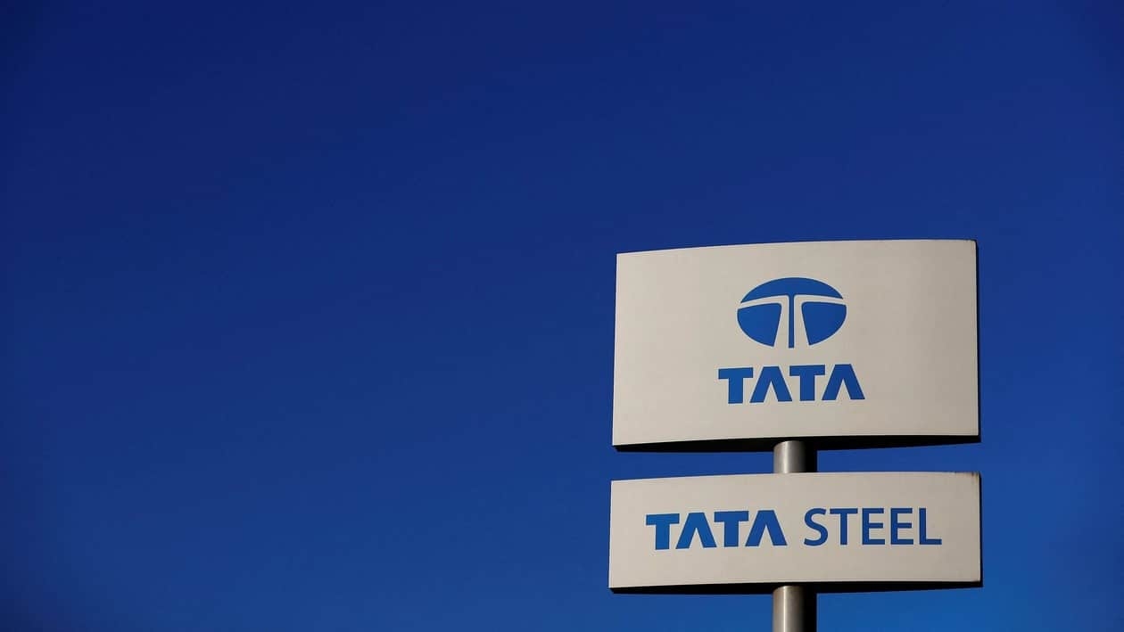 FILE PHOTO: A company logo is seen outside the Tata steelworks near Rotherham in Britain, March 30, 2016. REUTERS/Phil Noble/File Photo