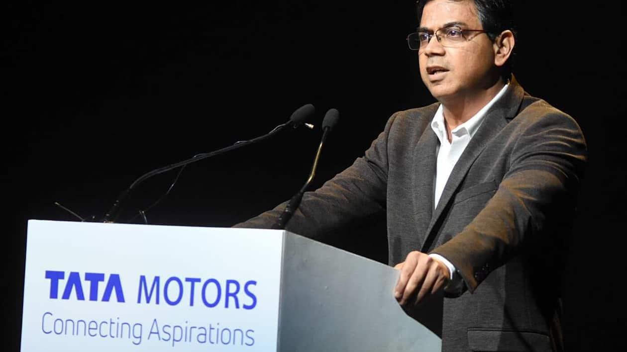 Mumbai, Sept 05 (ANI): Tata motors group Executive Director, Girish Wagh speaks during the launch of Tata's commercial vehicles at Jio World Centre, BKC, in Mumbai on Monday. (ANI Photo) 