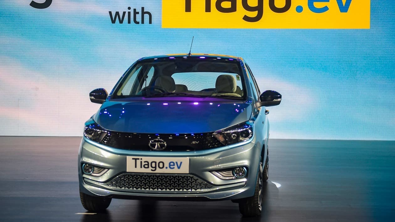 Mumbai: Tata Motors Tiago.ev at its launch, in Mumbai, Wednesday, Sept. 28, 2022. Tiago.ev is Tata Motors' first electric vehicle in hatchback segment. (PTI Photo/Kunal Patil) (PTI09_28_2022_000069A)