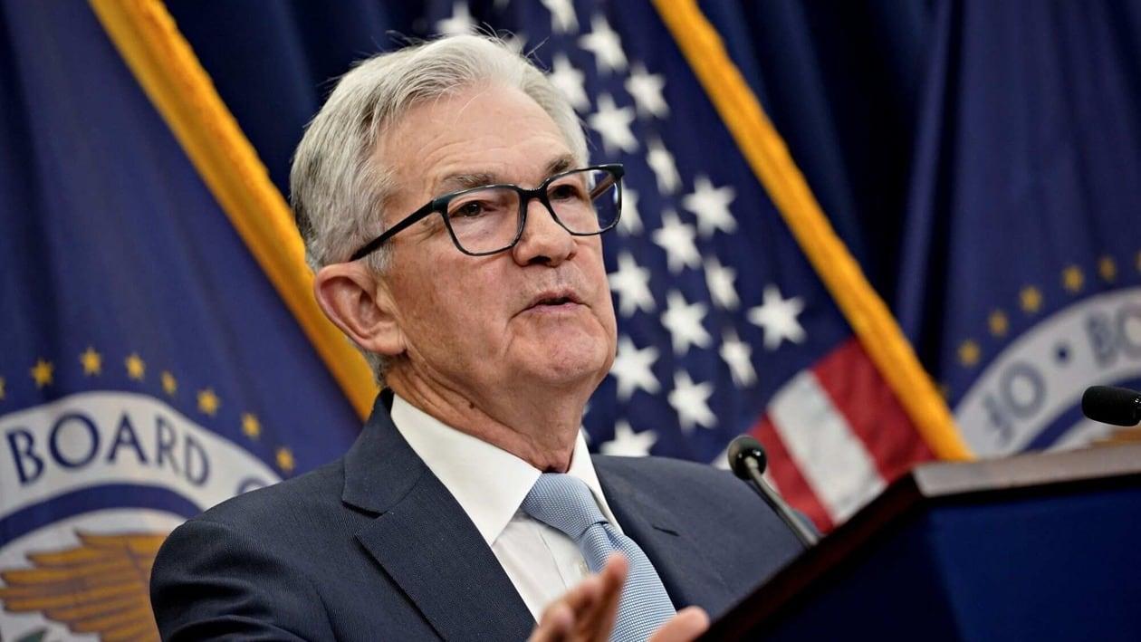 Jerome Powell, chairman of the US Federal Reserve, speaks during a news conference following a Federal Open Market Committee (FOMC) meeting in Washington, DC, US, on Wednesday, Dec. 14, 2022. The Federal Reserve downshifted its rapid pace of interest-rate hikes while signaling that borrowing costs, now the highest since 2007, will rise more than investors anticipate as central bankers seek to ensure inflation keeps cooling. Photographer: Al Drago/Bloomberg
