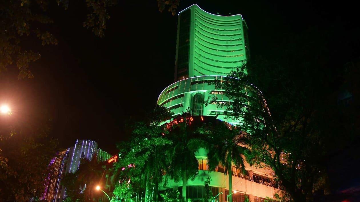 Mumbai, Oct 25 (ANI): Bombay Stock Exchange (BSE) building is illuminated in colourful lights during the Muhurat Trading Bell ceremony on the occasion of the Diwali festival, in Mumbai on Monday. (ANI Photo)