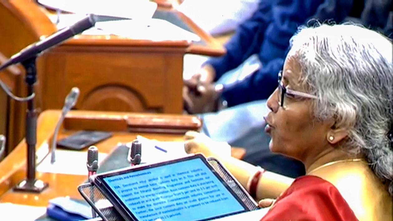 New Delhi: Union Finance Minister Nirmala Sitharaman presents the Union Budget 2023-24 in the Lok Sabha, in New Delhi, Wednesday, Feb. 1, 2023. (PTI Photo) (PTI02_01_2023_000158B)