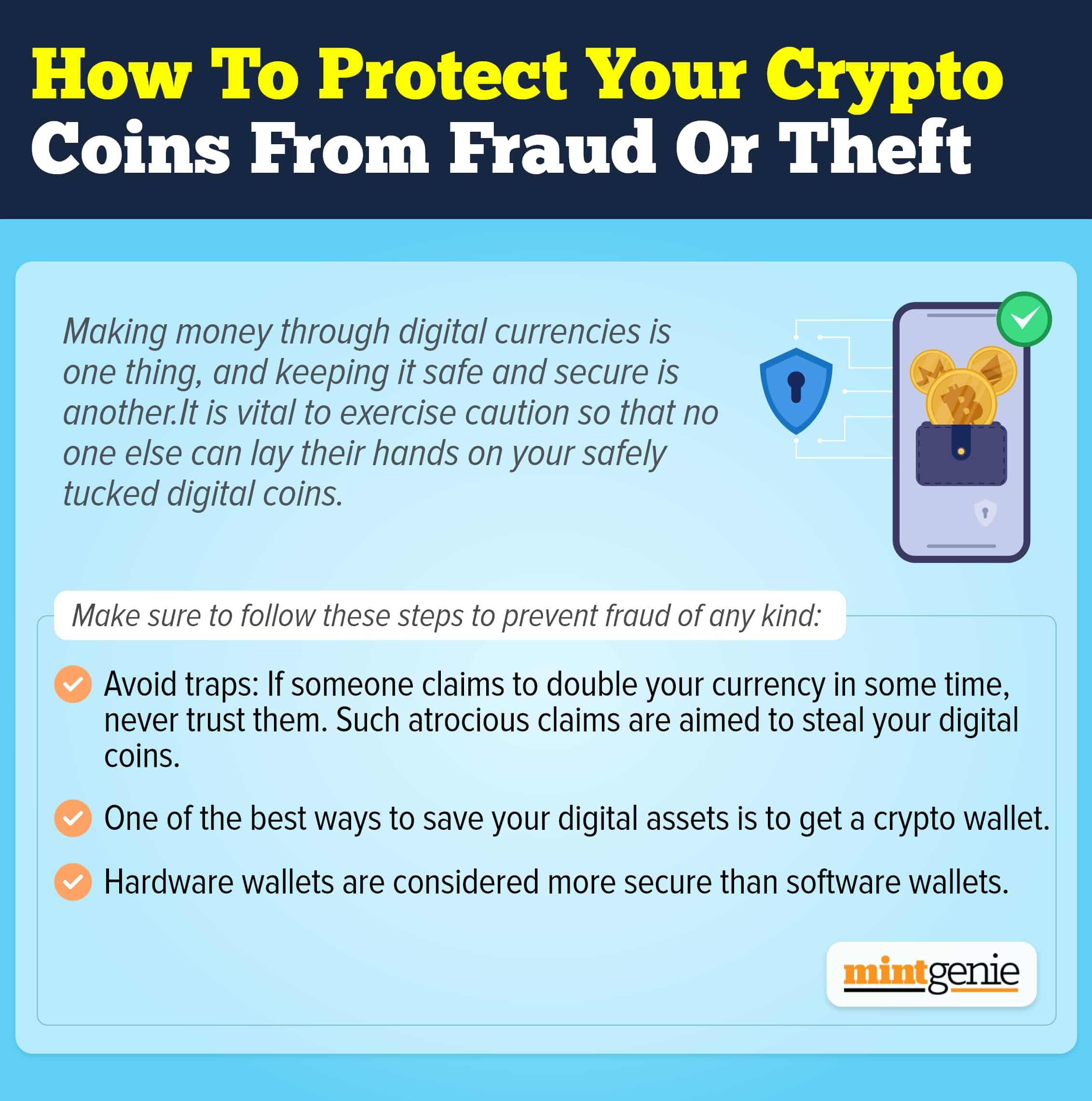 Protecting crypto coins from fraud or theft